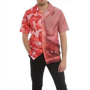 Kidsofbrokenfuture Kardi Pink Printed Logo Short Sleeve Button Shirt, Size S